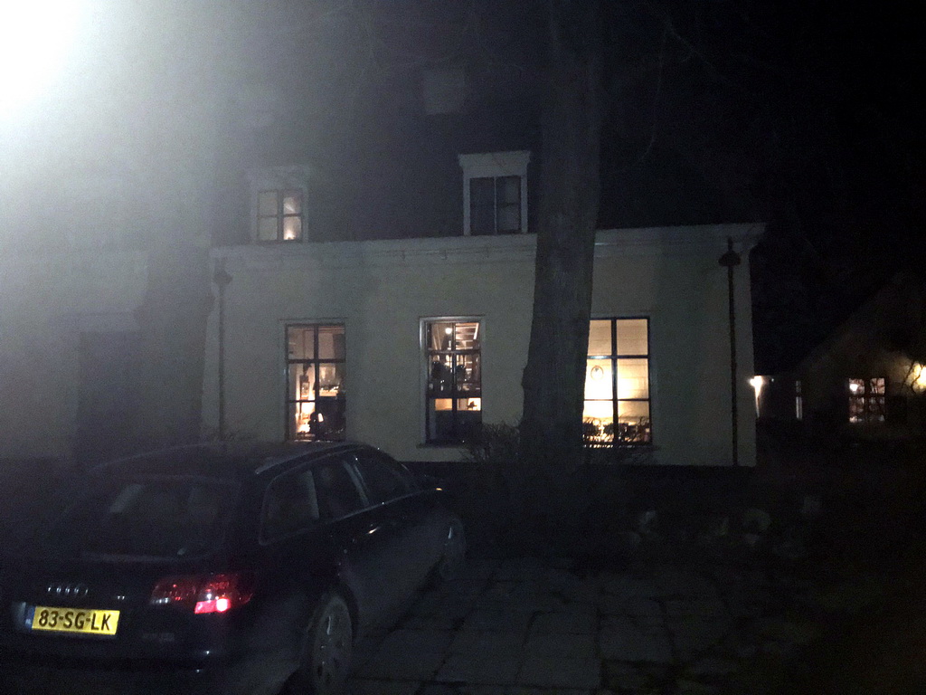 The Koetshuis building of Castle Sterkenburg, by night