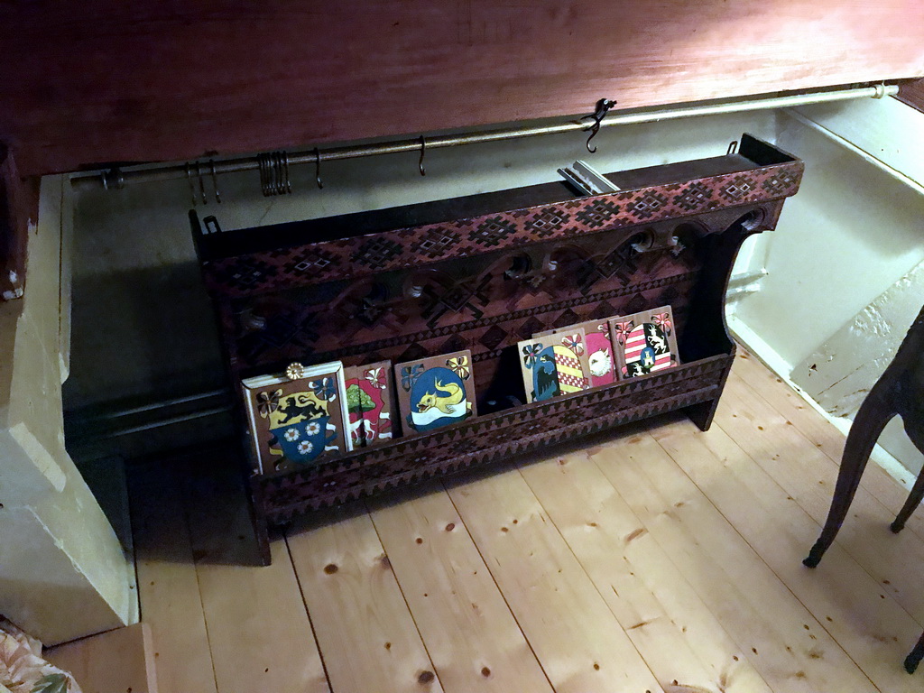 Coats of arms in the Kwikstaartkamer room at the upper floor of Castle Sterkenburg