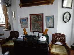 Desk and chairs in the Chinese kamer room at the upper floor of Castle Sterkenburg