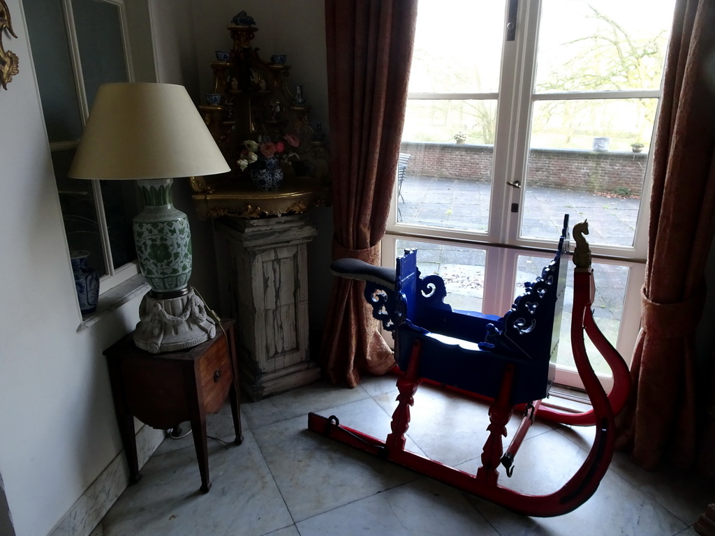 Sleigh in a hallway at the ground floor of Castle Sterkenburg