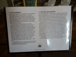 Explanation on the Green Drawing Room at the Lower Floor of Drottningholm Palace