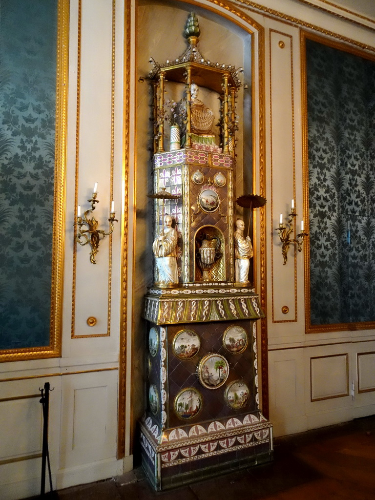 Furniture with Chinese statuettes at the Chinese Drawing Room at the Upper Floor of Drottningholm Palace