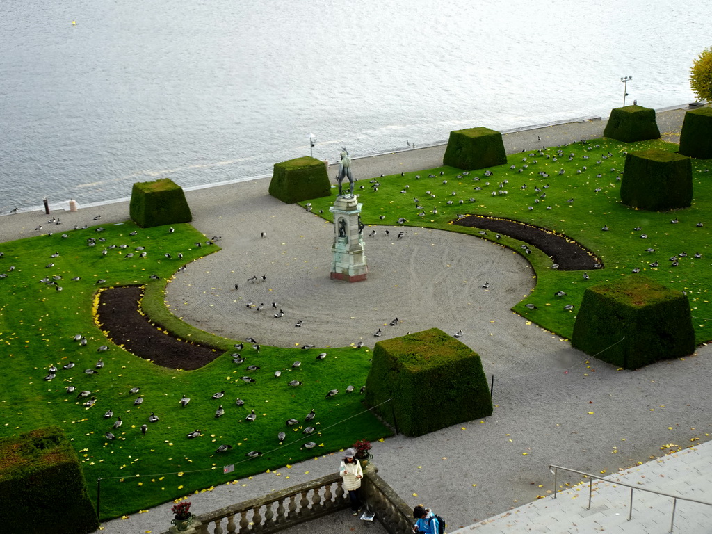 The east garden of Drottningholm Palace, viewed from Oskar`s Hall at the Upper Floor of Drottningholm Palace