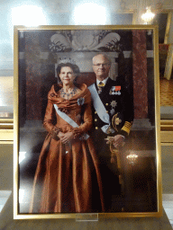 Photograph of King Carl XVI Gustaf and Queen Silvia at the Hall of State at the Upper Floor of Drottningholm Palace