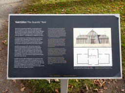 Explanation on the Guard`s Tent at the Garden of Drottningholm Palace