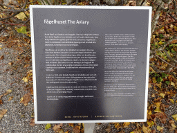 Explanation on the Aviary at the Chinese Pavilion at the Garden of Drottningholm Palace