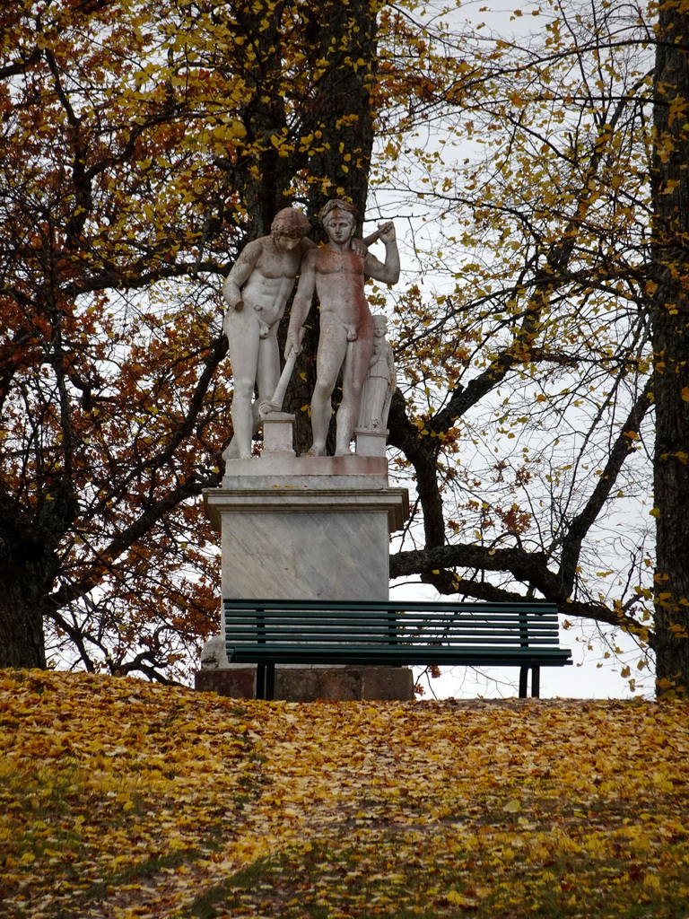 Statue on a hill at the west side of the Garden of Drottningholm Palace