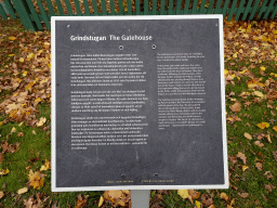 Explanation on the Gatehouse at the northwest side of the Garden of Drottningholm Palace