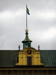 Swedish flag on top of Drottningholm Palace, viewed from the Garden