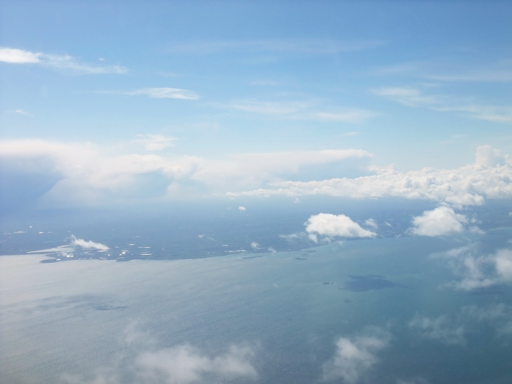 View on the east coast of Ireland, from the airplane from Amsterdam