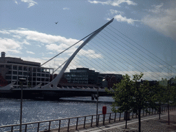 The Samuel Beckett Bridge over the Liffey river, viewed from the Airline Express bus from the airport