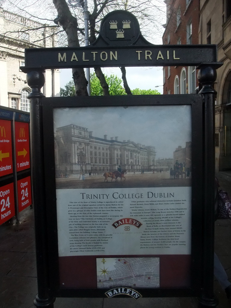 Information on Trinity College Dublin from the Malton Trail