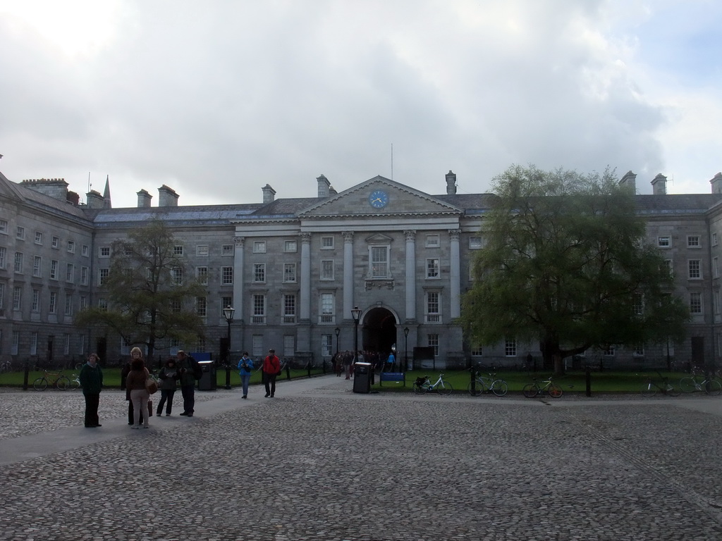 Parliament Square and the back side of the Regent House at Trinity College Dublin