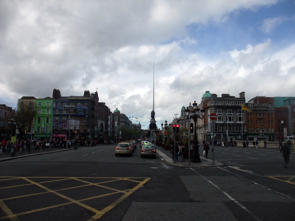 O`Connell Street with the Daniel O`Connell Monument and the Spire