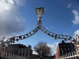 Lamp post over the Ha`penny Bridge over the Liffey river
