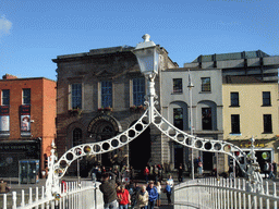 Lamp post over the Ha`penny Bridge over the Liffey river