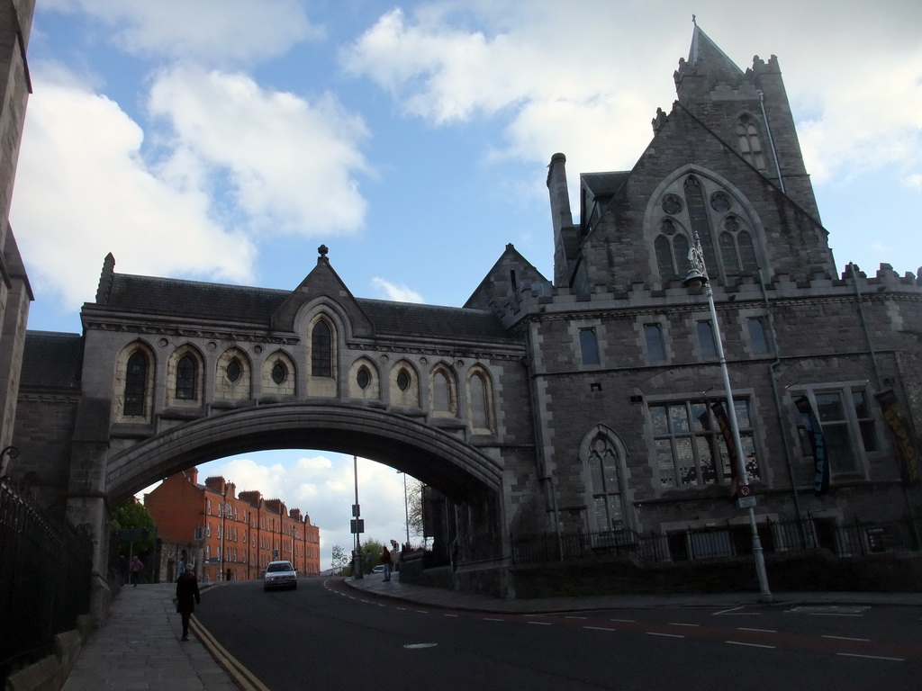 Christ Church Cathedral and the bridge to Dublinia at Winetavern Street