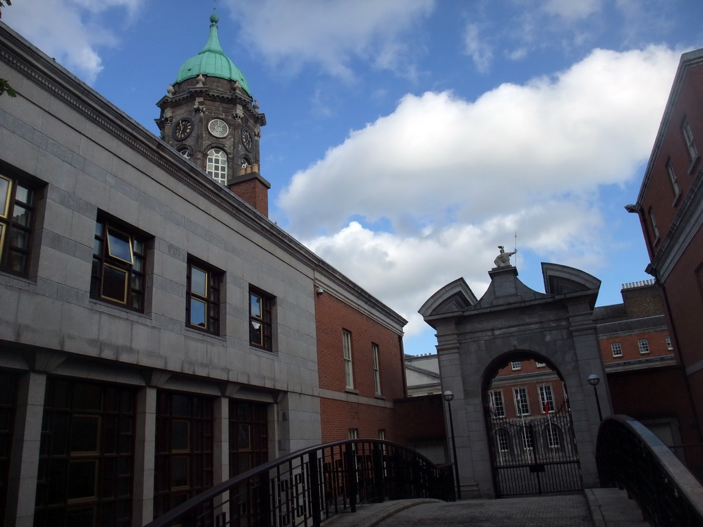 Northwest gate to Dublin Castle at Castle Street, and the Bedford Tower