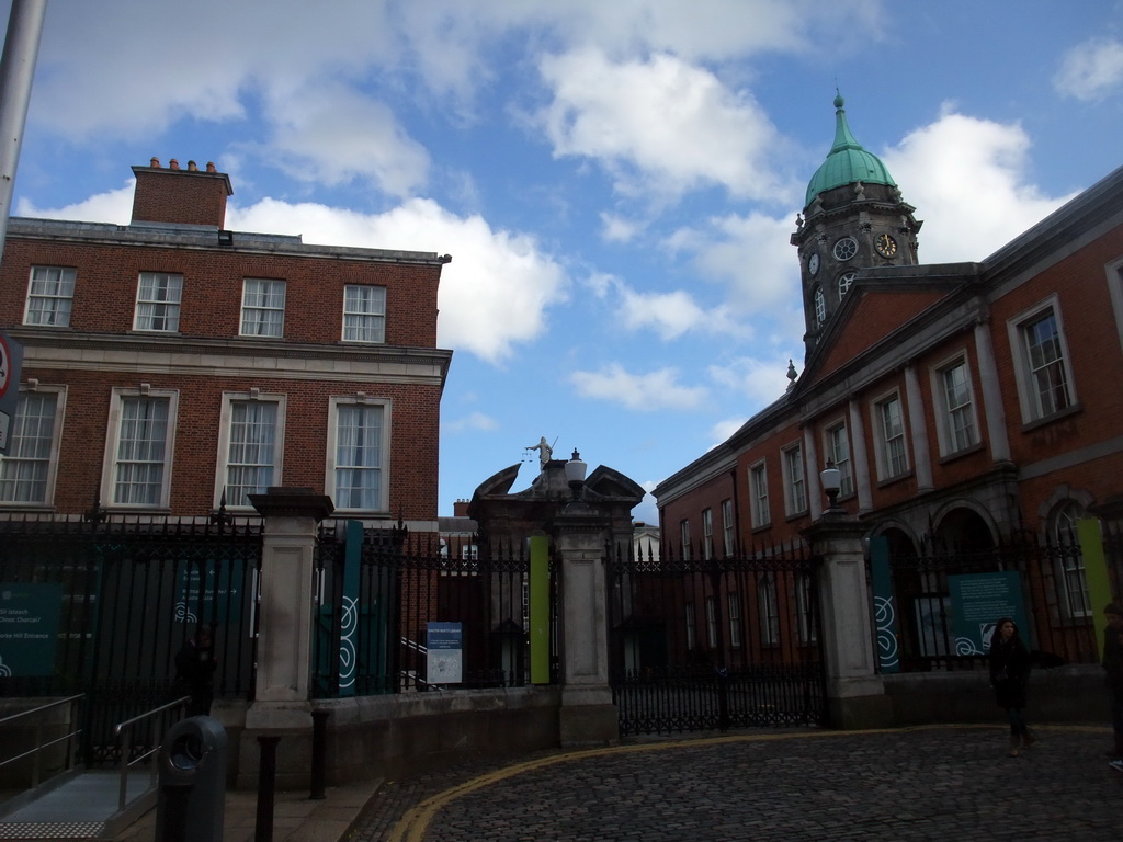 North gate to Dublin Castle at Cork Hill, and the Bedford Tower
