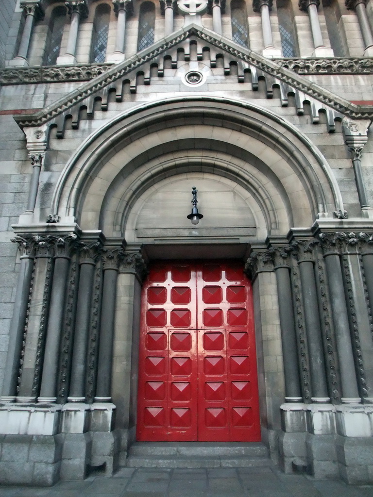 Front door of St. Ann`s Church of Ireland at Dawson Street