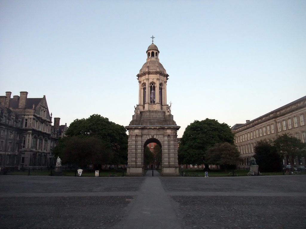 Parliament Square with the Campanile, the Graduates Memorial Building and the Old Library at Trinity College Dublin