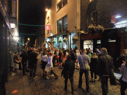 Bachelorette party in the Temple Bar street, by night