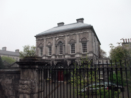 Front of the Provost`s House of Trinity College Dublin, viewed from the sightseeing bus