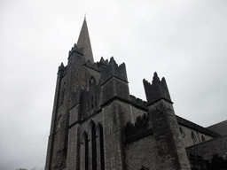 Tower of St. Patrick`s Cathedral, viewed from the sightseeing bus