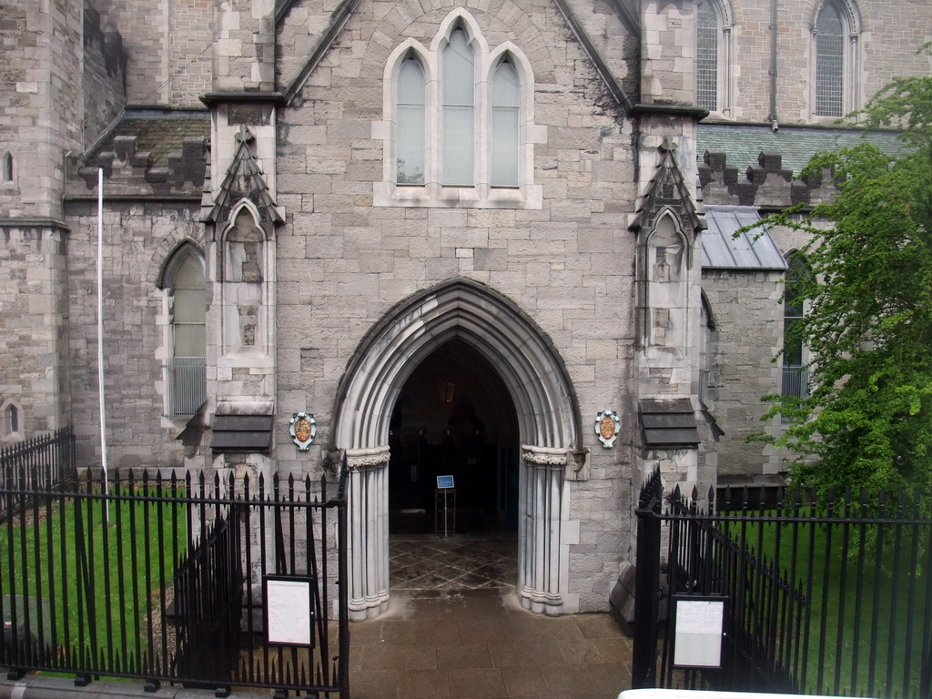 Tower of St. Patrick`s Cathedral, viewed from the sightseeing bus