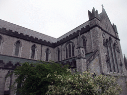 South side of St. Patrick`s Cathedral at St. Patrick`s Close, viewed from the sightseeing bus