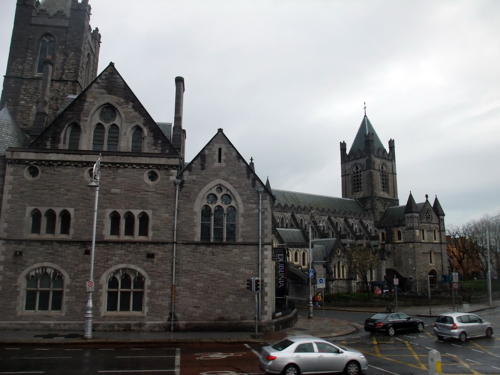 Dublinia and Christ Church Cathedral at High Street, viewed from the sightseeing bus