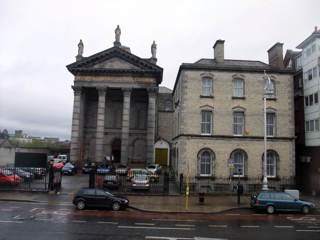 Front of St. Audoen`s Catholic Church at High Street, viewed from the sightseeing bus