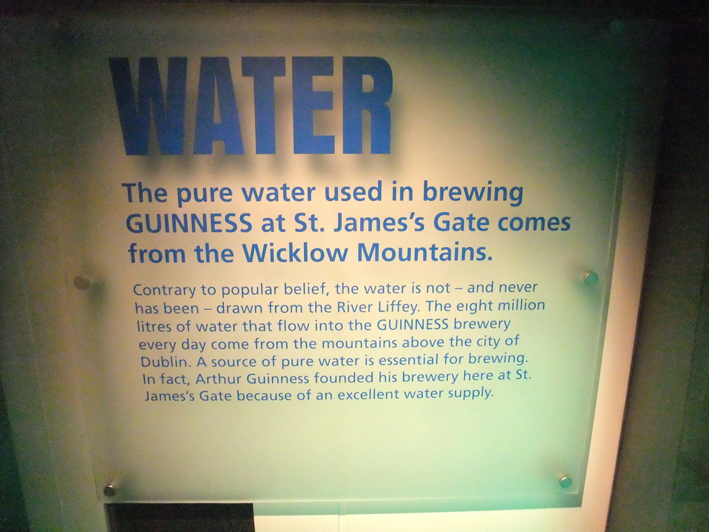 Explanation on water at the lower floor of the Guinness Storehouse