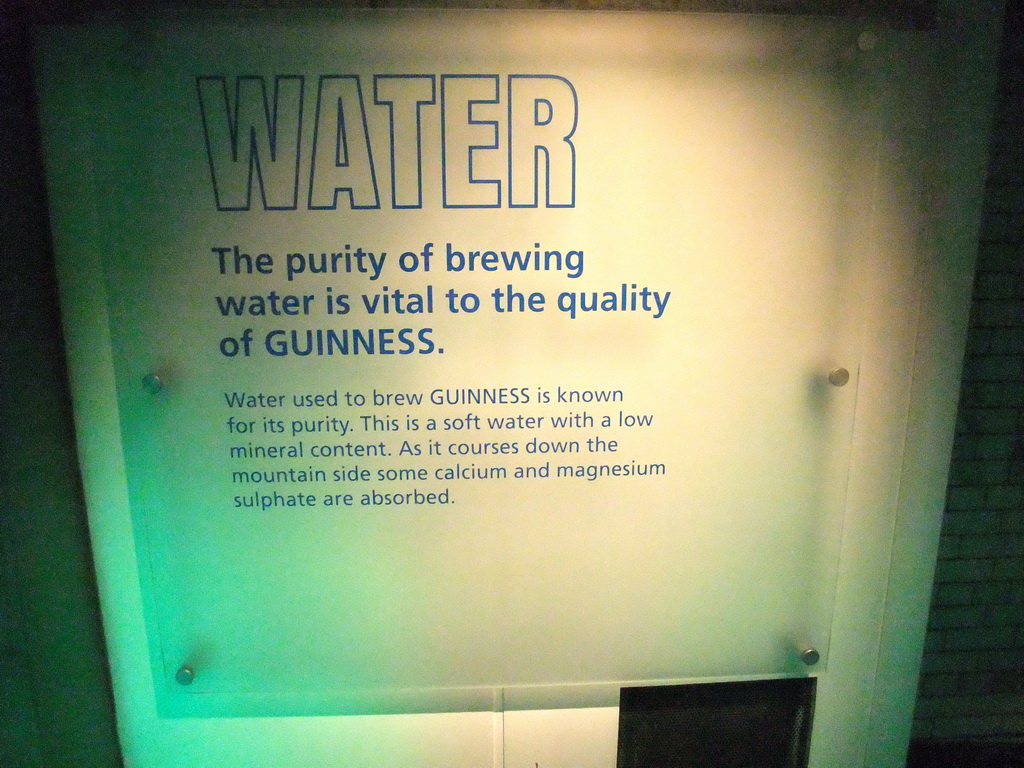 Explanation on water at the lower floor of the Guinness Storehouse