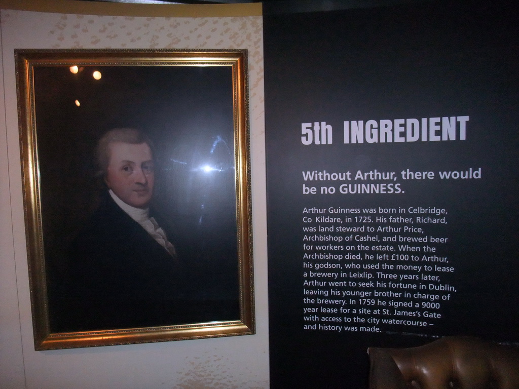 Explanation on Arthur Guinness at the ground floor of the Guinness Storehouse