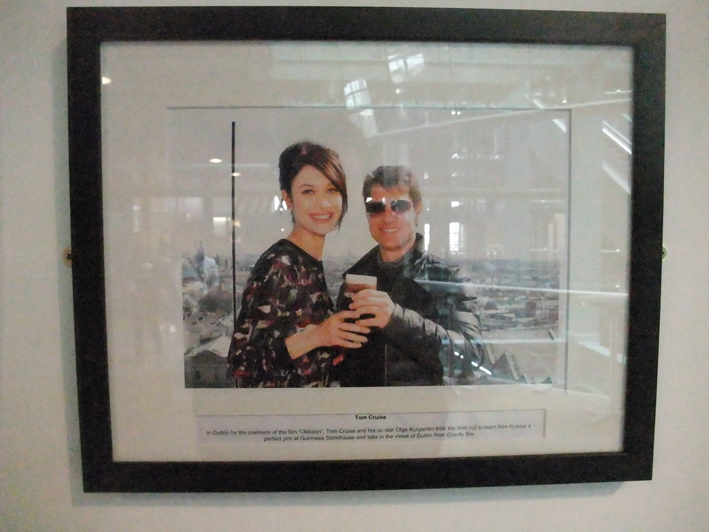 Photograph of a visit of Tom Cruise and Olga Kurylenko, at the third floor of the Guinness Storehouse