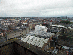 The city center with John`s Lane Church, viewed from the Gravity Bar at the top floor of the Guinness Storehouse