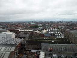 The city center with John`s Lane Church, viewed from the Gravity Bar at the top floor of the Guinness Storehouse