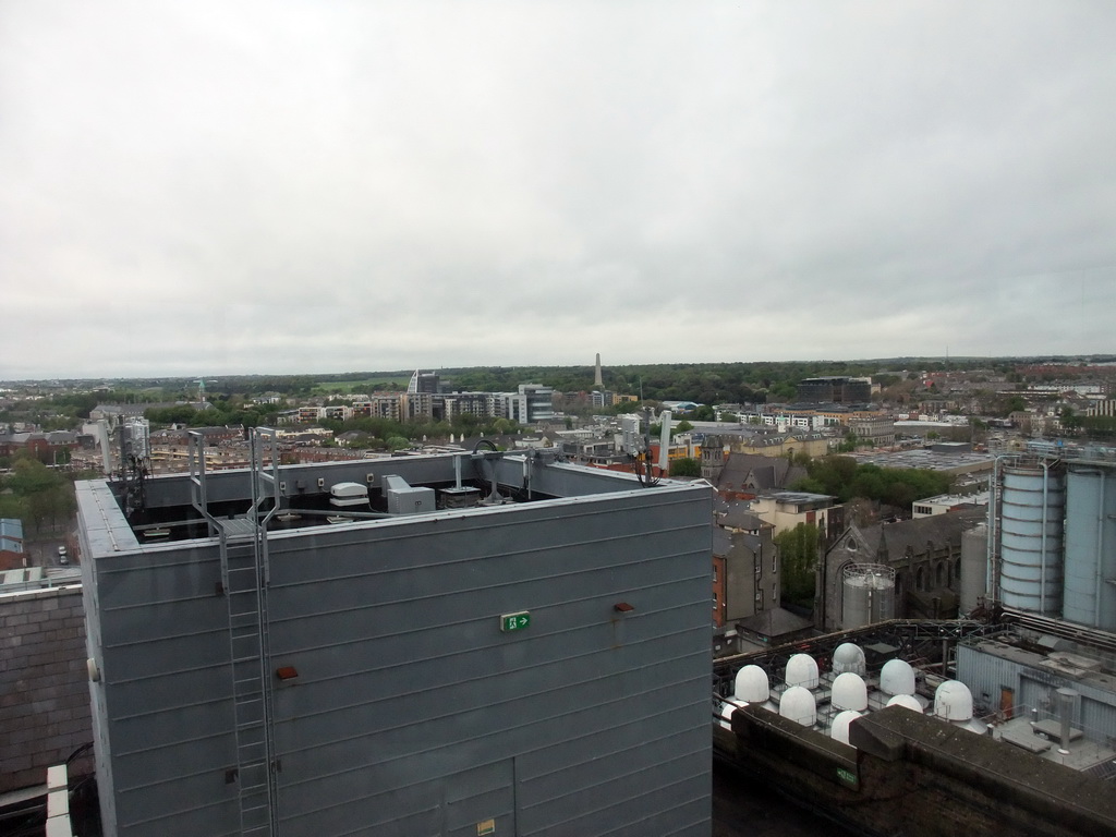 The west side of the city with St. James`s Church and the Wellington Monument, viewed from the Gravity Bar at the top floor of the Guinness Storehouse