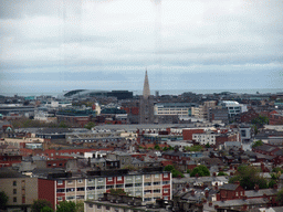 The city center with St. Patrick`s Cathedral and the Aviva Stadium, viewed from the Gravity Bar at the top floor of the Guinness Storehouse