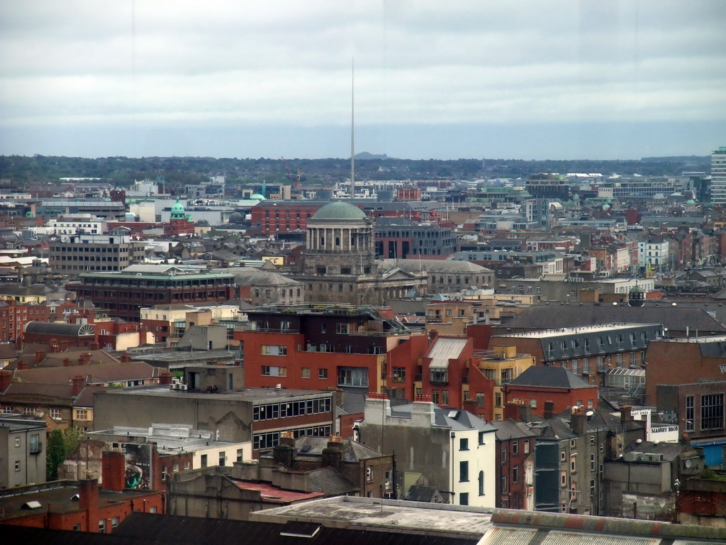 The city center with the Supreme Court of Ireland and the Spire, viewed from the Gravity Bar at the top floor of the Guinness Storehouse