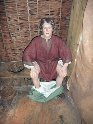 Wax statue on a Viking toilet, in Dublinia