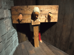 Wax statue in a pillory, in Dublinia