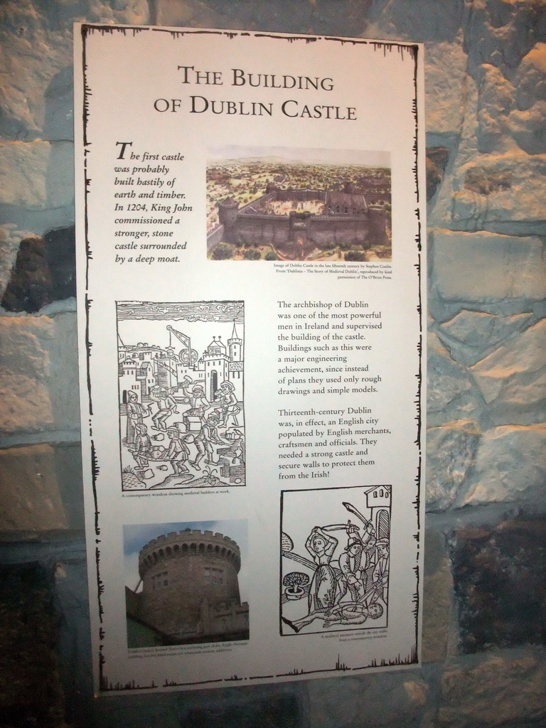 Explanation on the building of Dublin Castle, in Dublinia