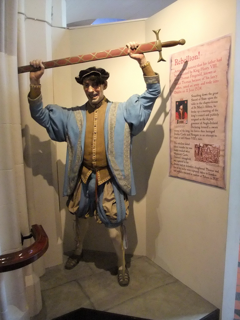 Wax statue and an explanation on the rebellion of 1534 by Lord Thomas Fitzgerald, in Dublinia