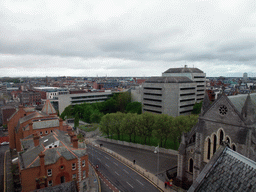 Christ Church Cathedral, the George Frederic Handel Hotel and Winetavern Street, viewed from the tower of St. Michael`s Church