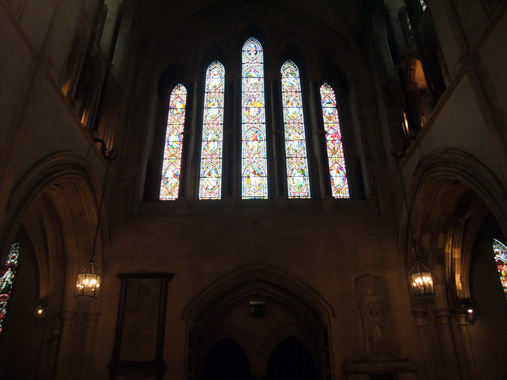 Stained glass windows in the transept of Christ Church Cathedral