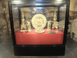 Golden plates, cups and chandeleers, in the Crypt of Christ Church Cathedral