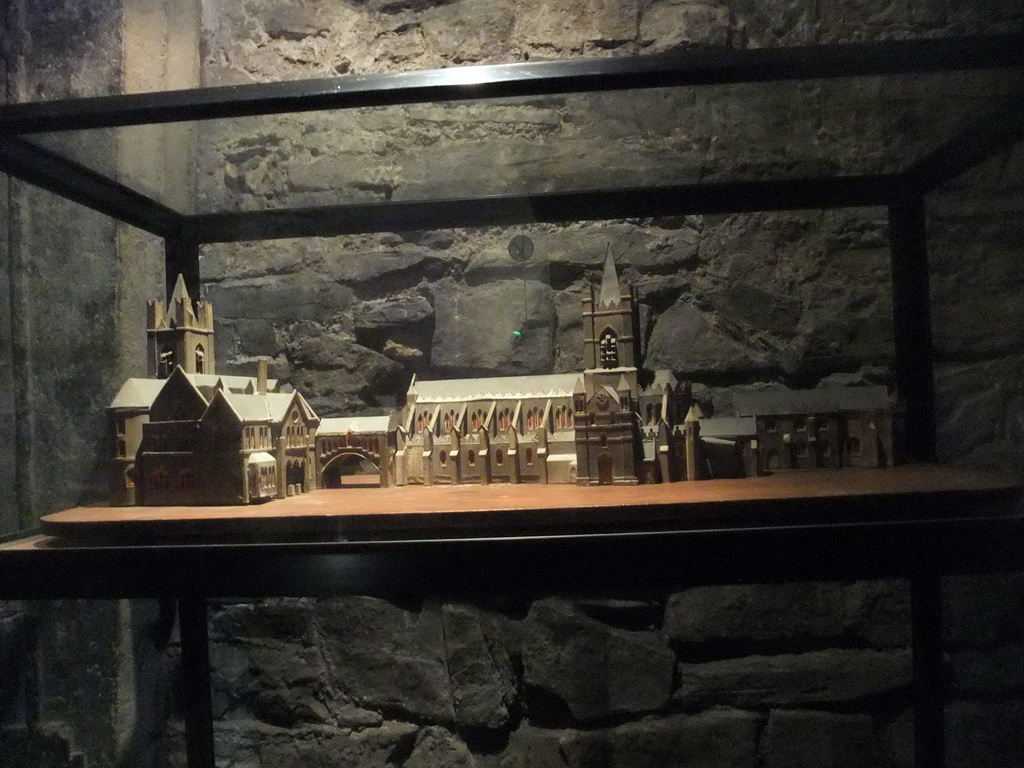 Scale model of Dublinia, the tower of St. Michael`s Church and Christ Church Cathedral, in the Crypt of Christ Church Cathedral