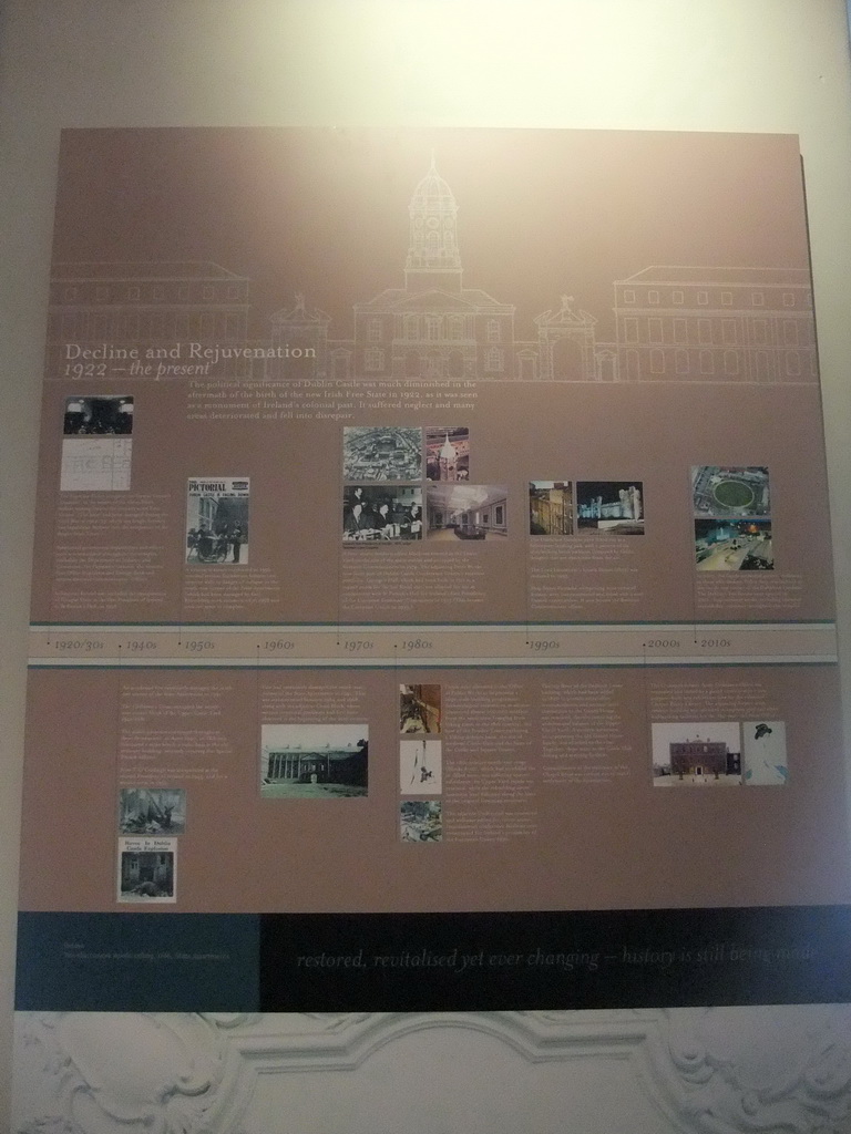 Explanation on the decline and rejuvenation of Dublin Castle, in the Visitor Centre of Dublin Castle